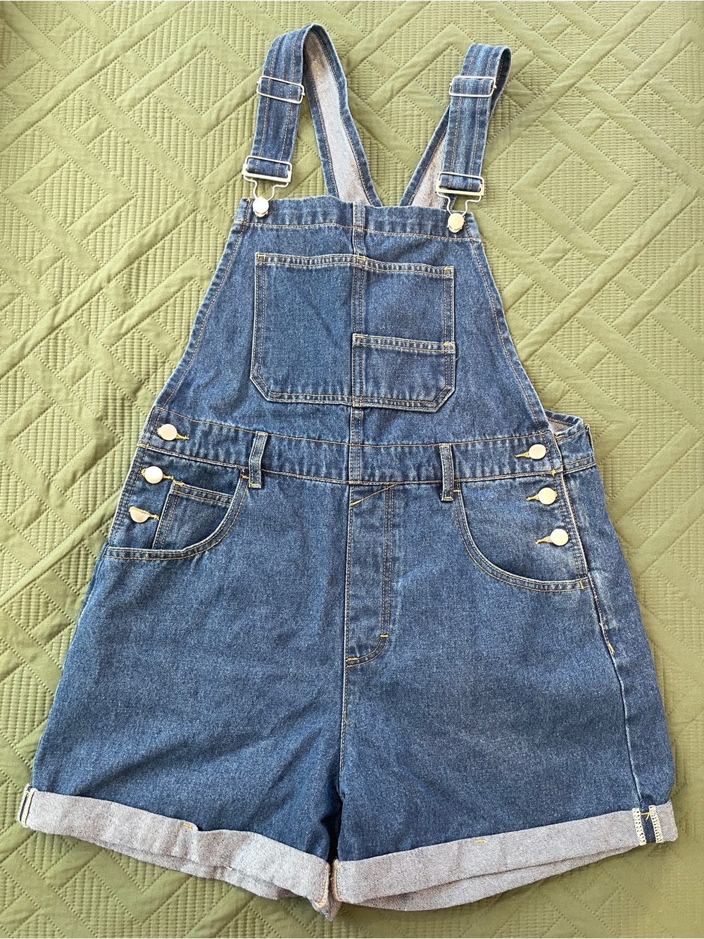Denim short overalls